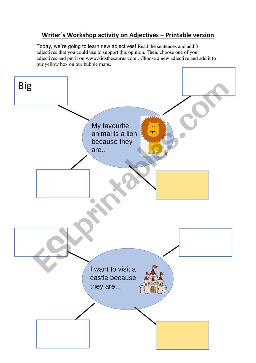 Adjective practise worksheet