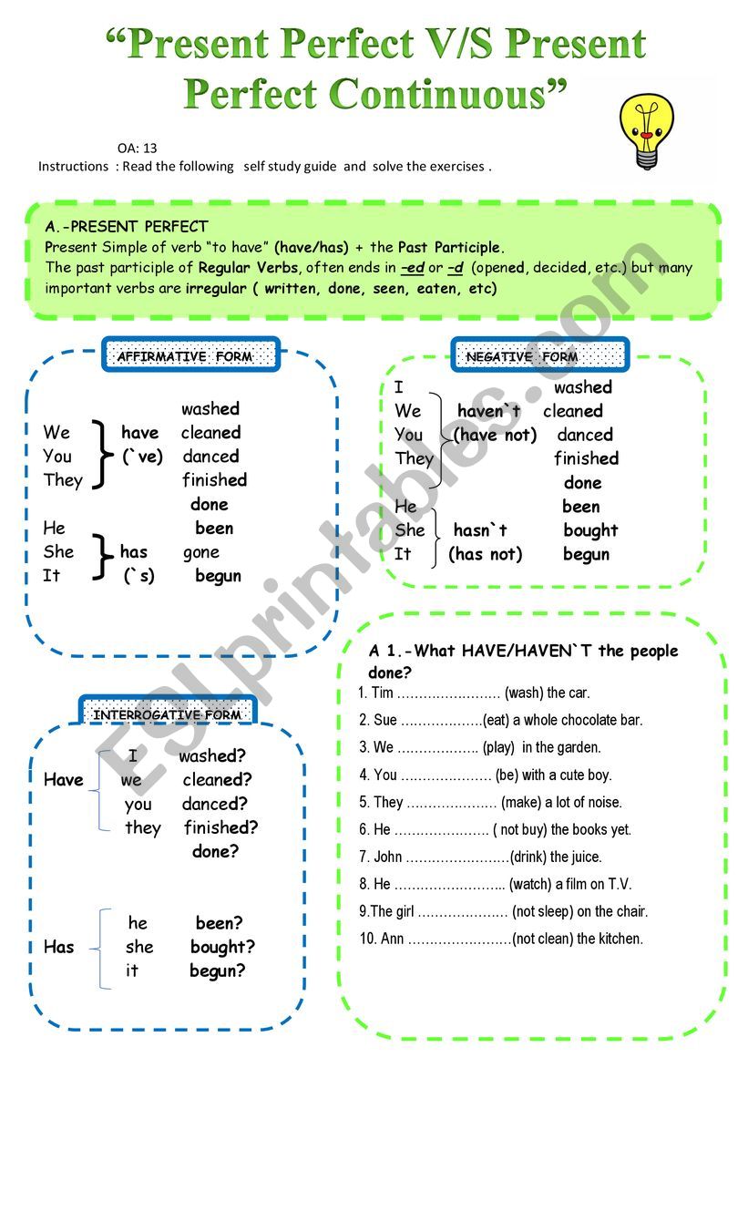 “Present Perfect VS Present Perfect Continuous” - ESL worksheet by ...