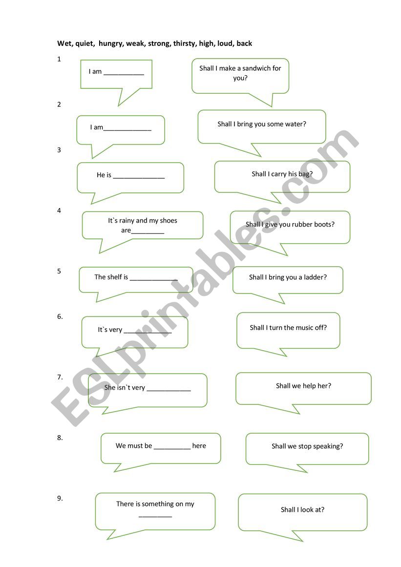 Adjectives worksheet