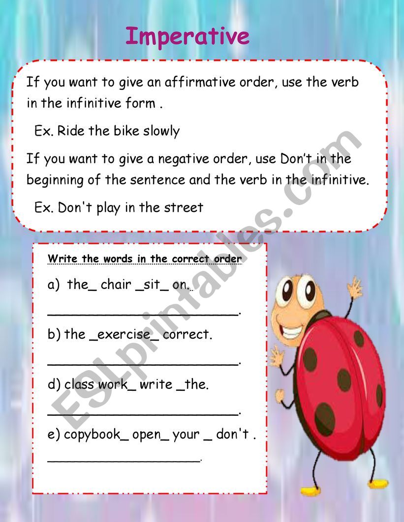 Imperative worksheet