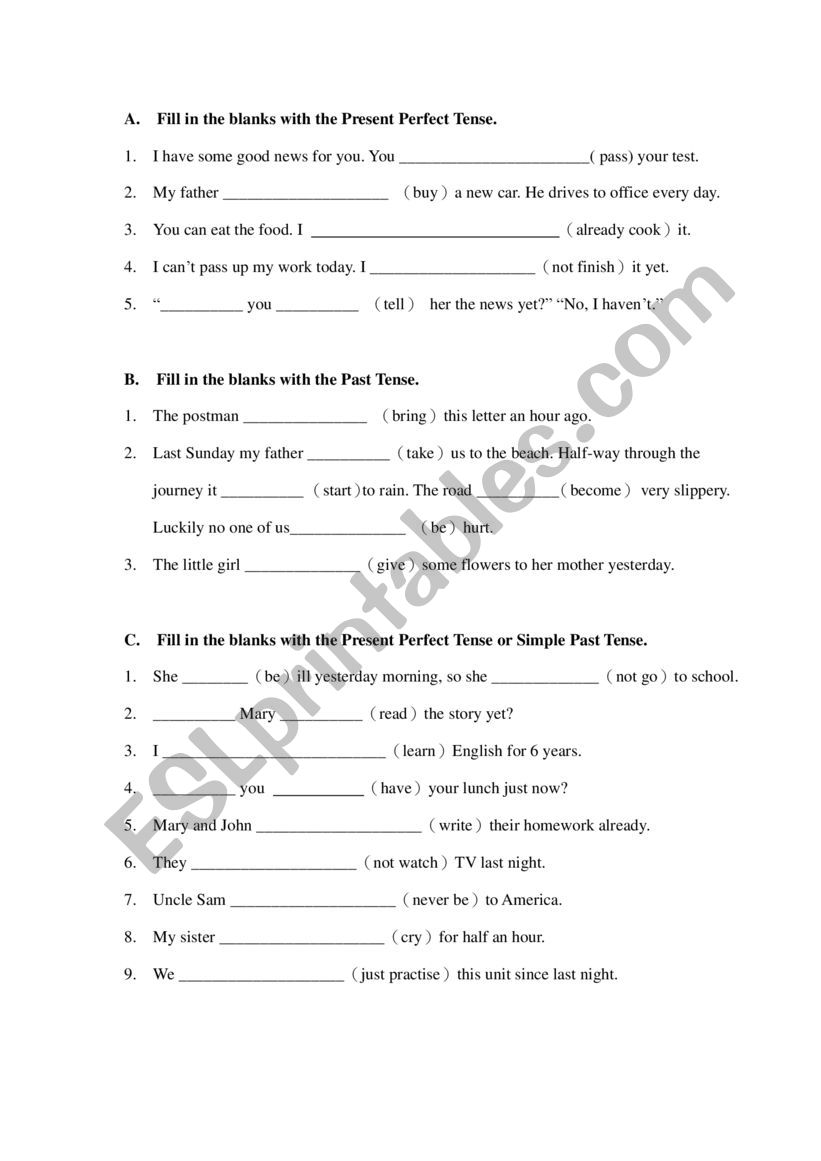 Simple past and present perfect tense