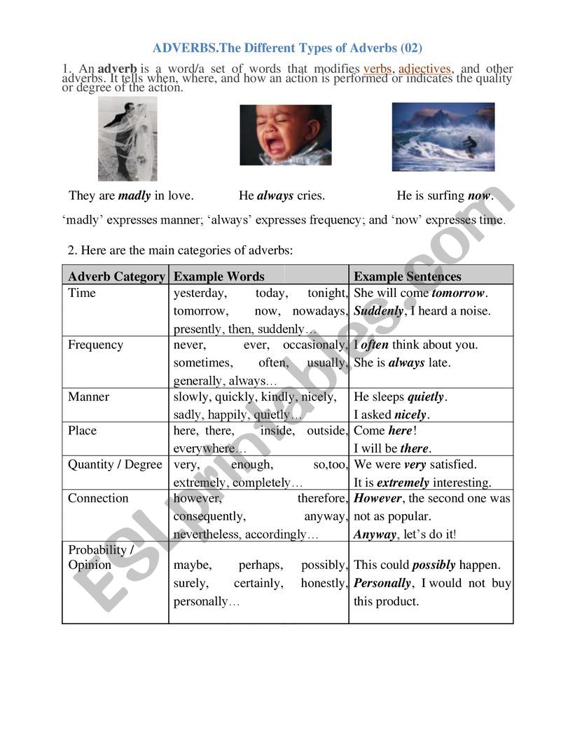 Adverbs  worksheet