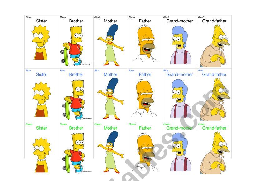 Simpsons happy family gamme on colours