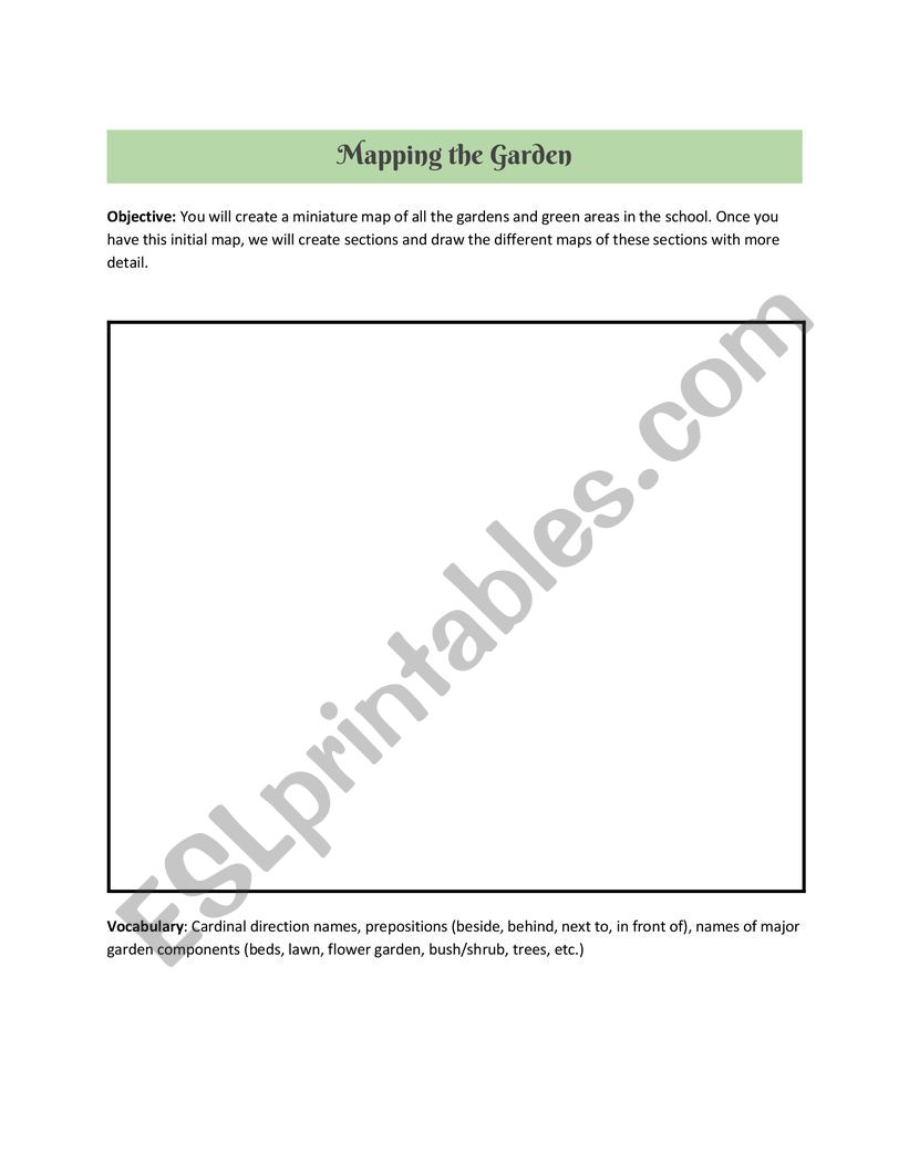 Mapping your garden worksheet