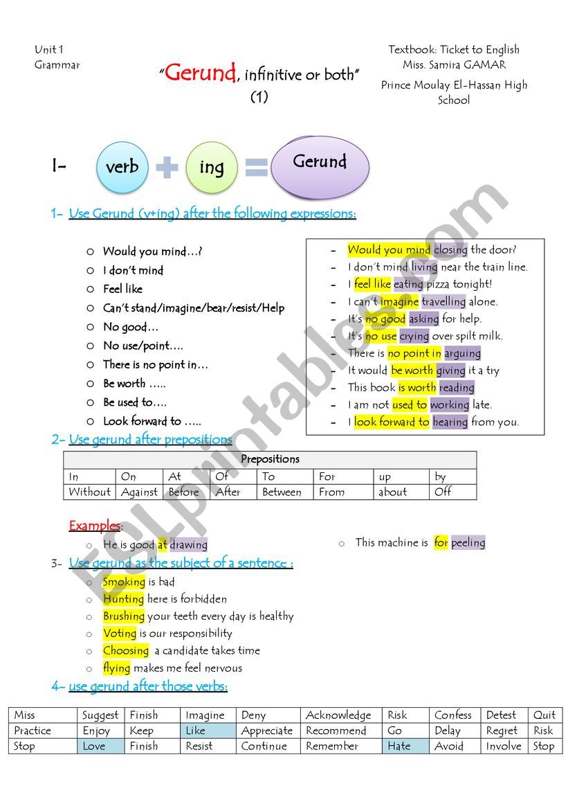 Gerund, infinitive or both  worksheet