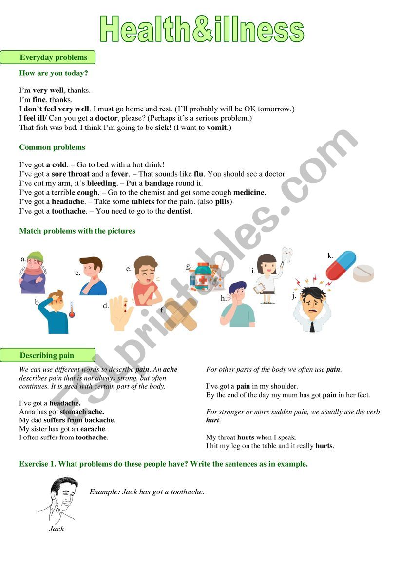 Health&Illness worksheet