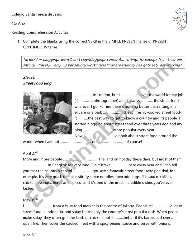 Revision Of Tenses Reading Comprehension Activities ESL Worksheet By 