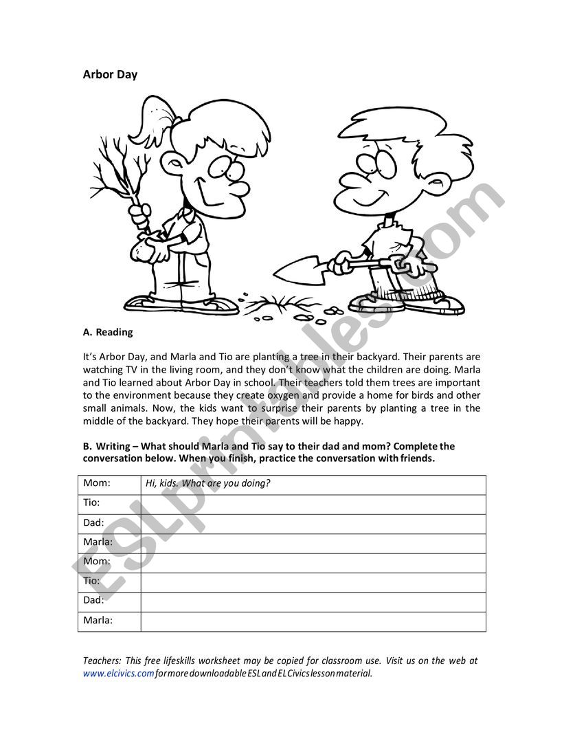 Arbor Day worksheet