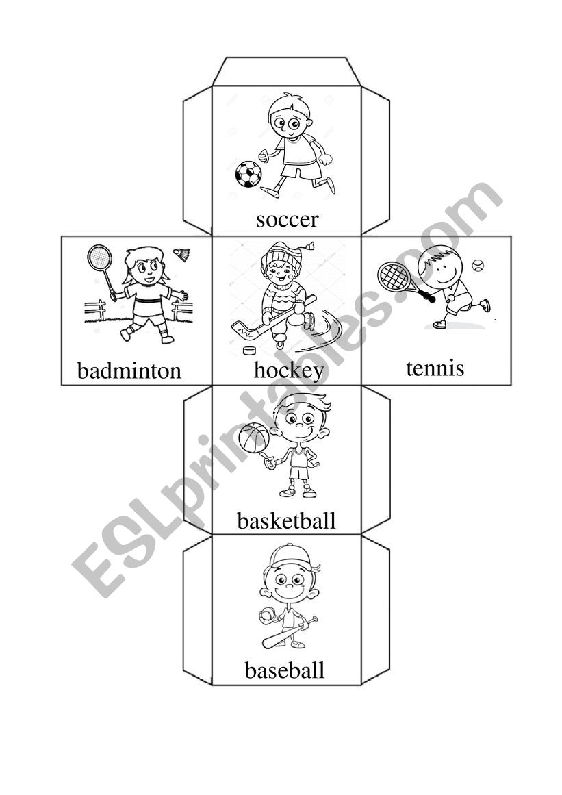 Making a dice of sports worksheet