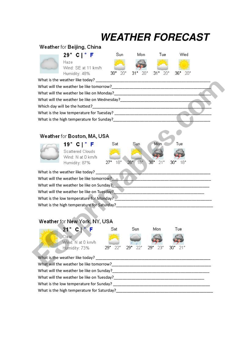 Weather worksheet