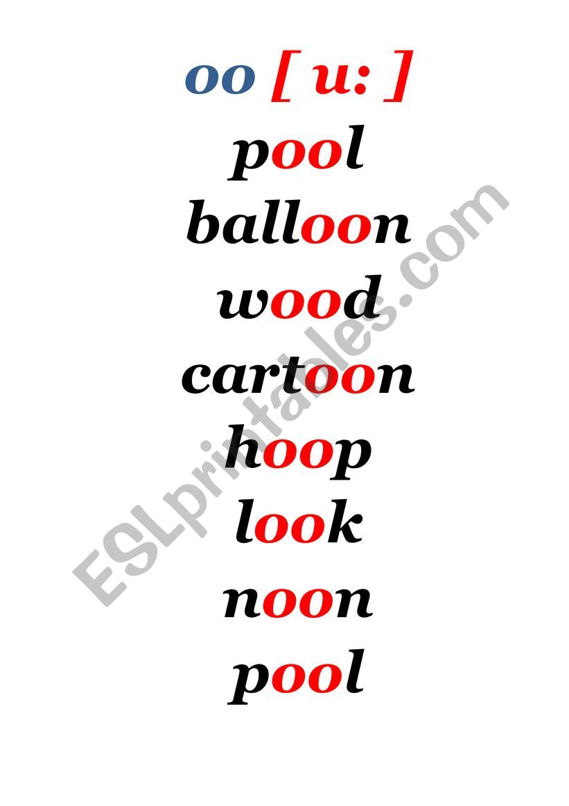 reading phonics oo worksheet