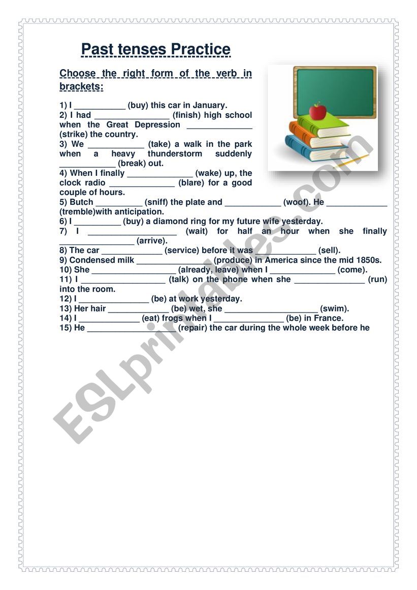 past tenses  worksheet