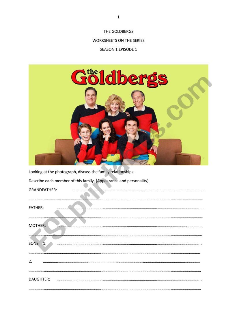 Introduction to �The Goldbergs� video worksheet