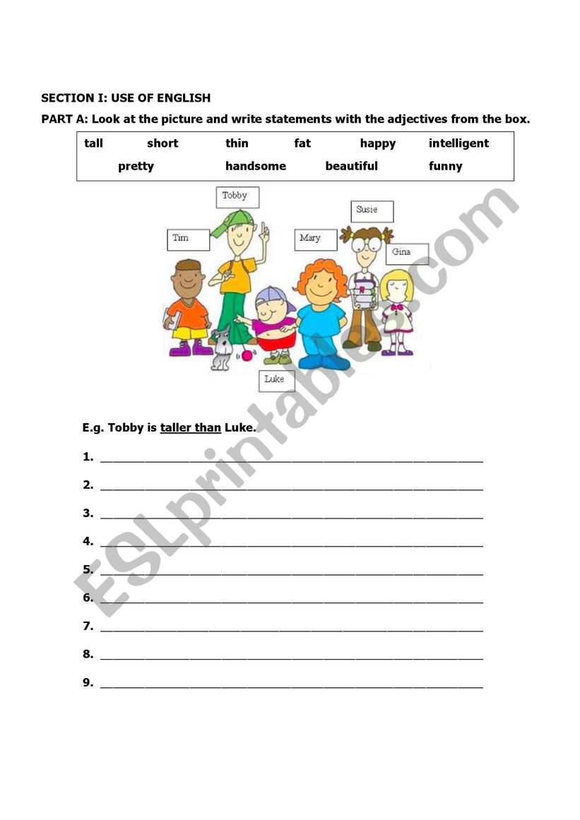 Superlatives worksheet