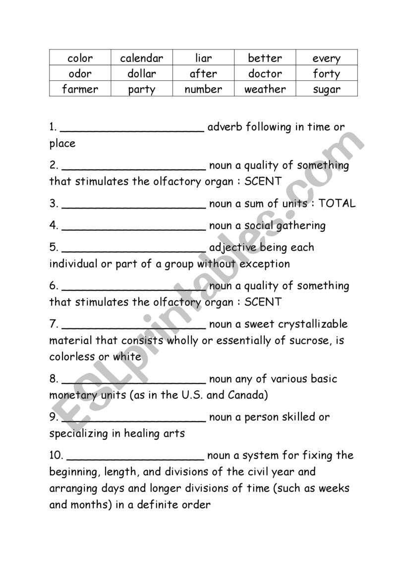 Spelling Words Definitions Grade 3 Week 24