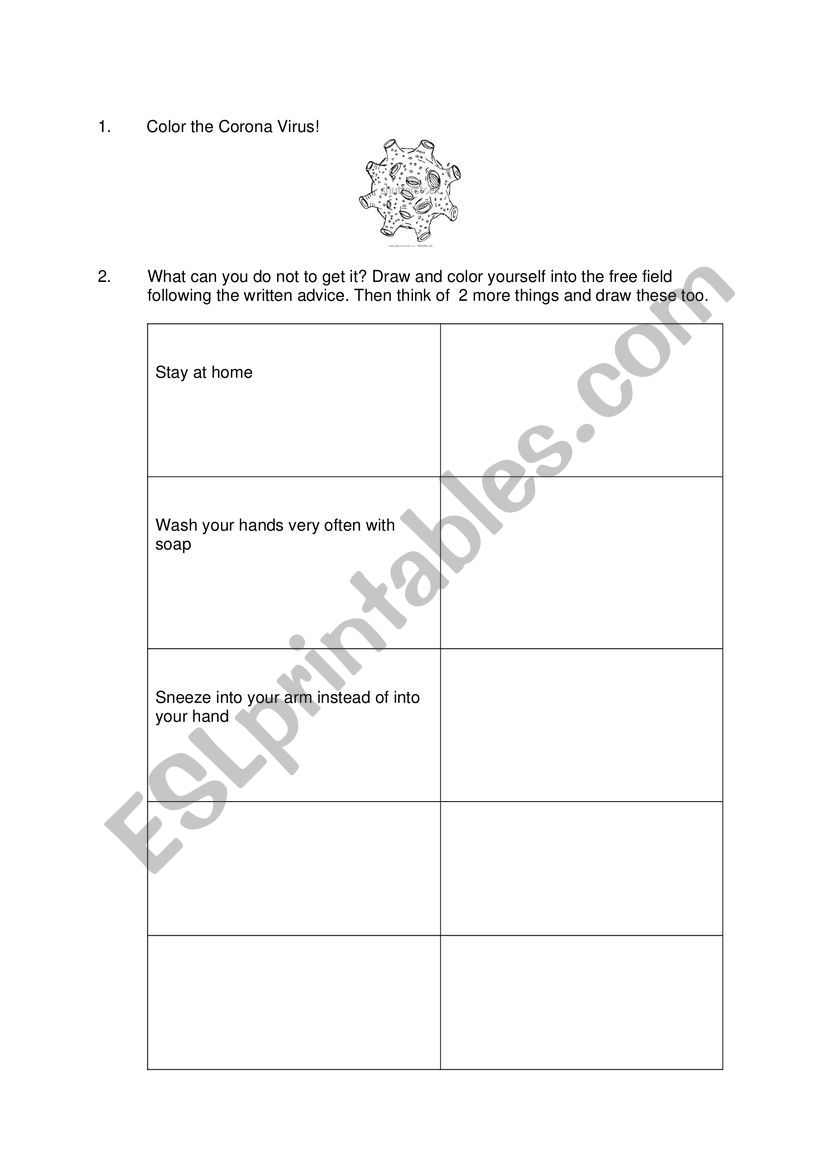 Fight Corona worksheet