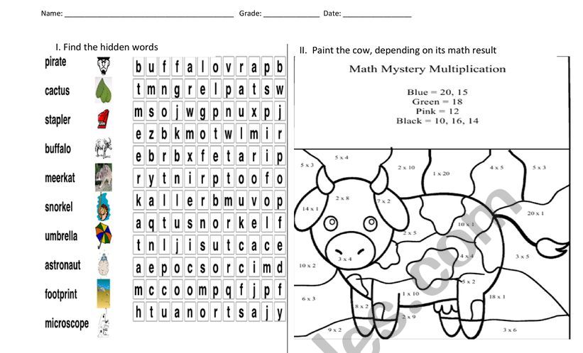 Puzzle and paint worksheet