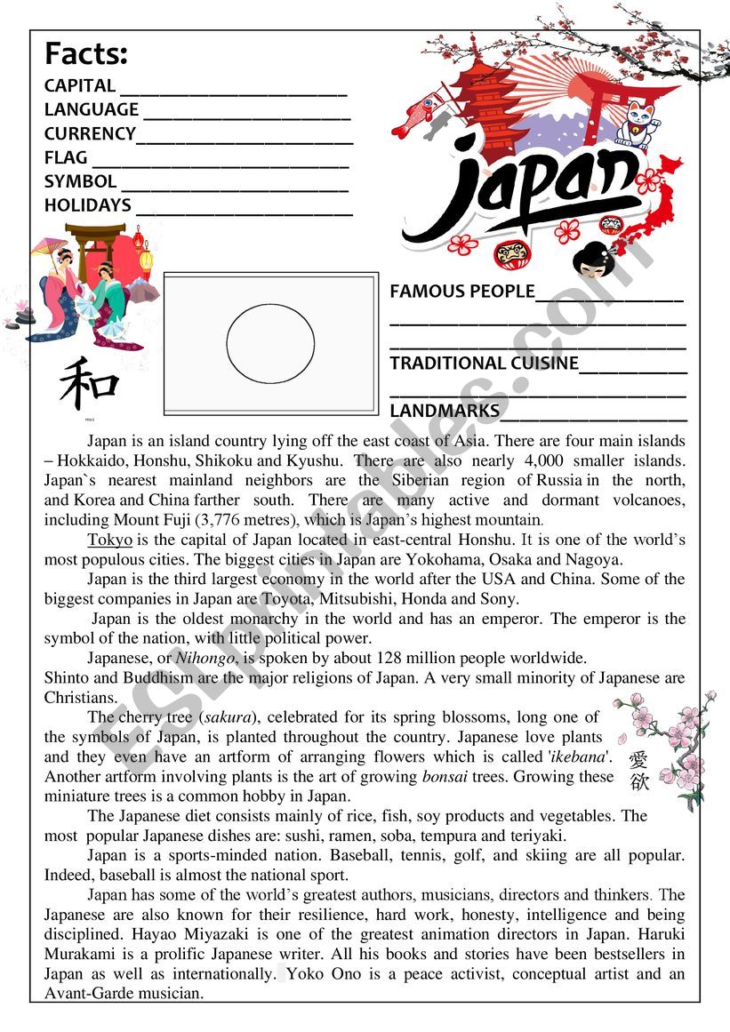 Japan worksheet