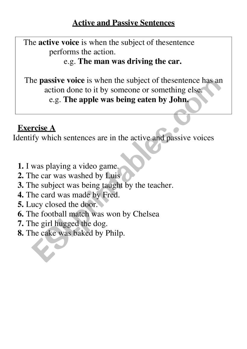 ACTIVE OR PASSIVE worksheet