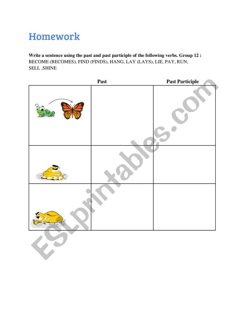 Past and past participle Exercise