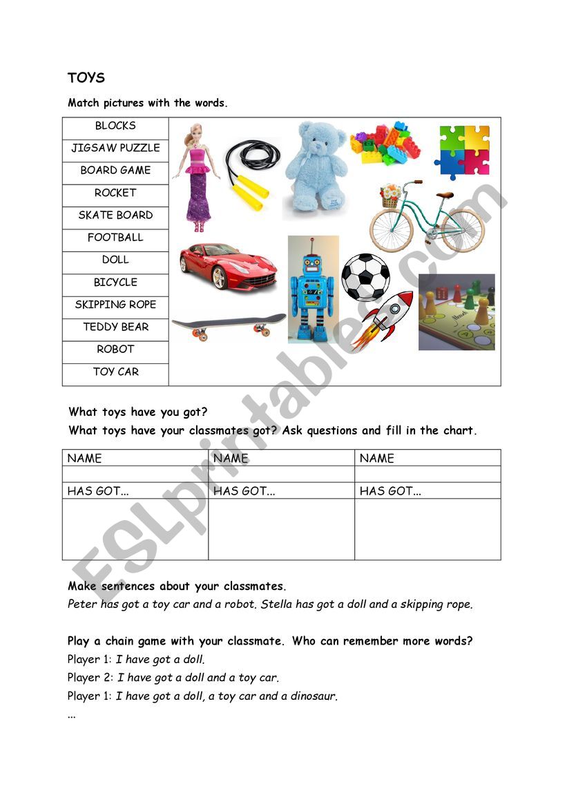 Toys and have/has got worksheet
