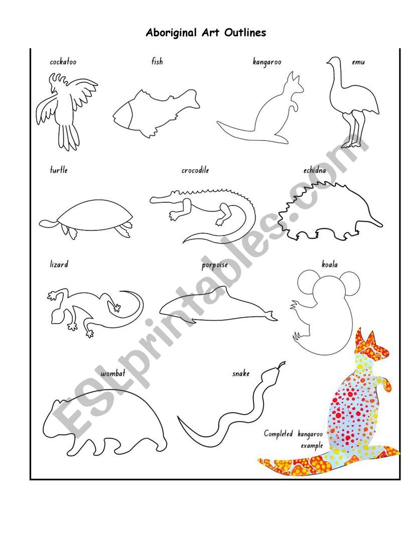 Aboriginal Art Outlines worksheet