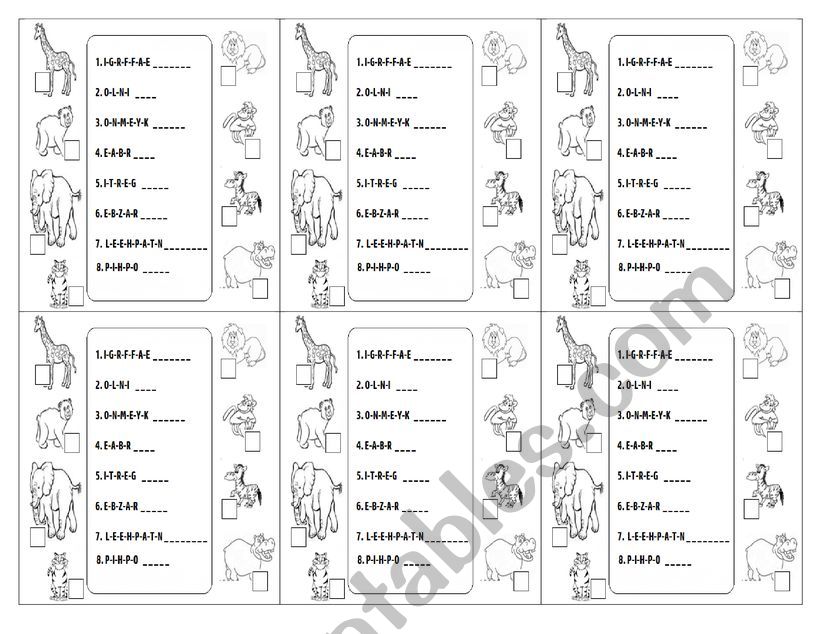 Wild Animals Esl Worksheet By Lalilau