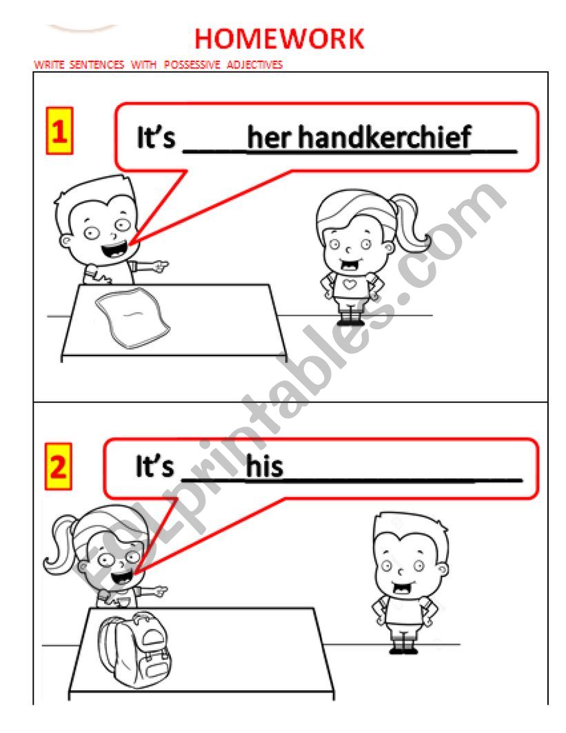 possessive adjectives worksheet