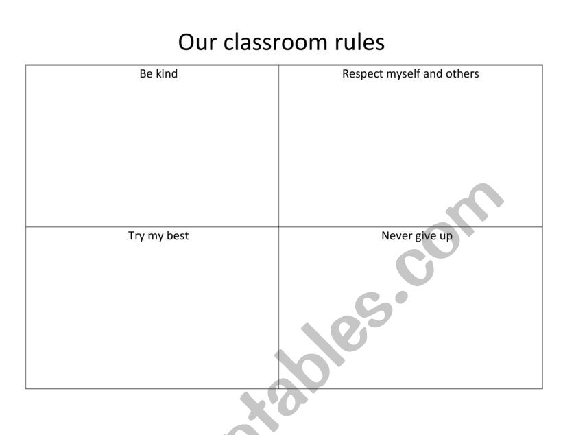Classroom Rules to Ilustrate worksheet