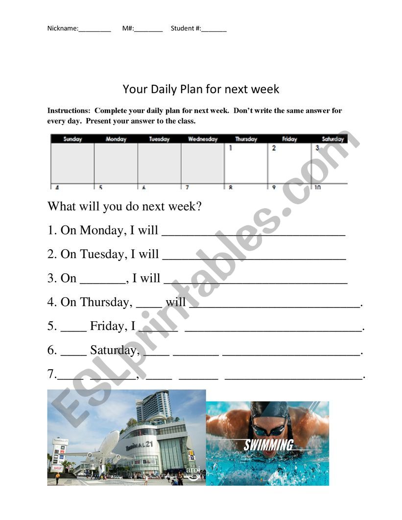 Interview for daily plan worksheet