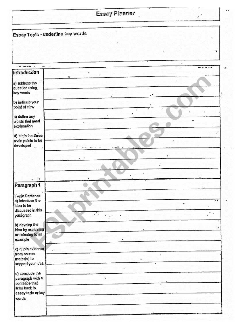 Essay structure worksheet