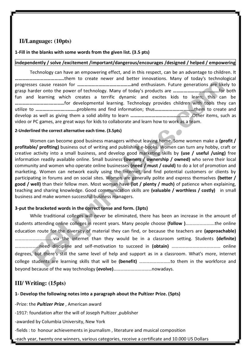 consolidation tasks  worksheet