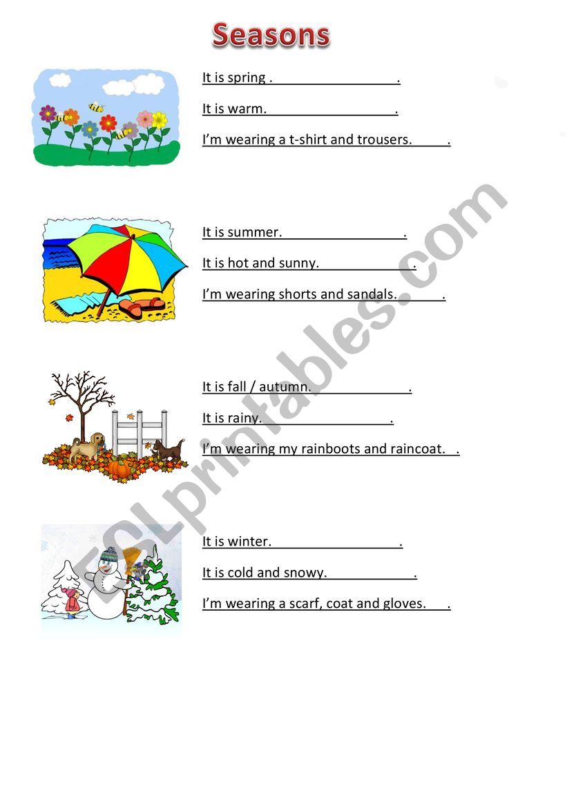 Seasons worksheet