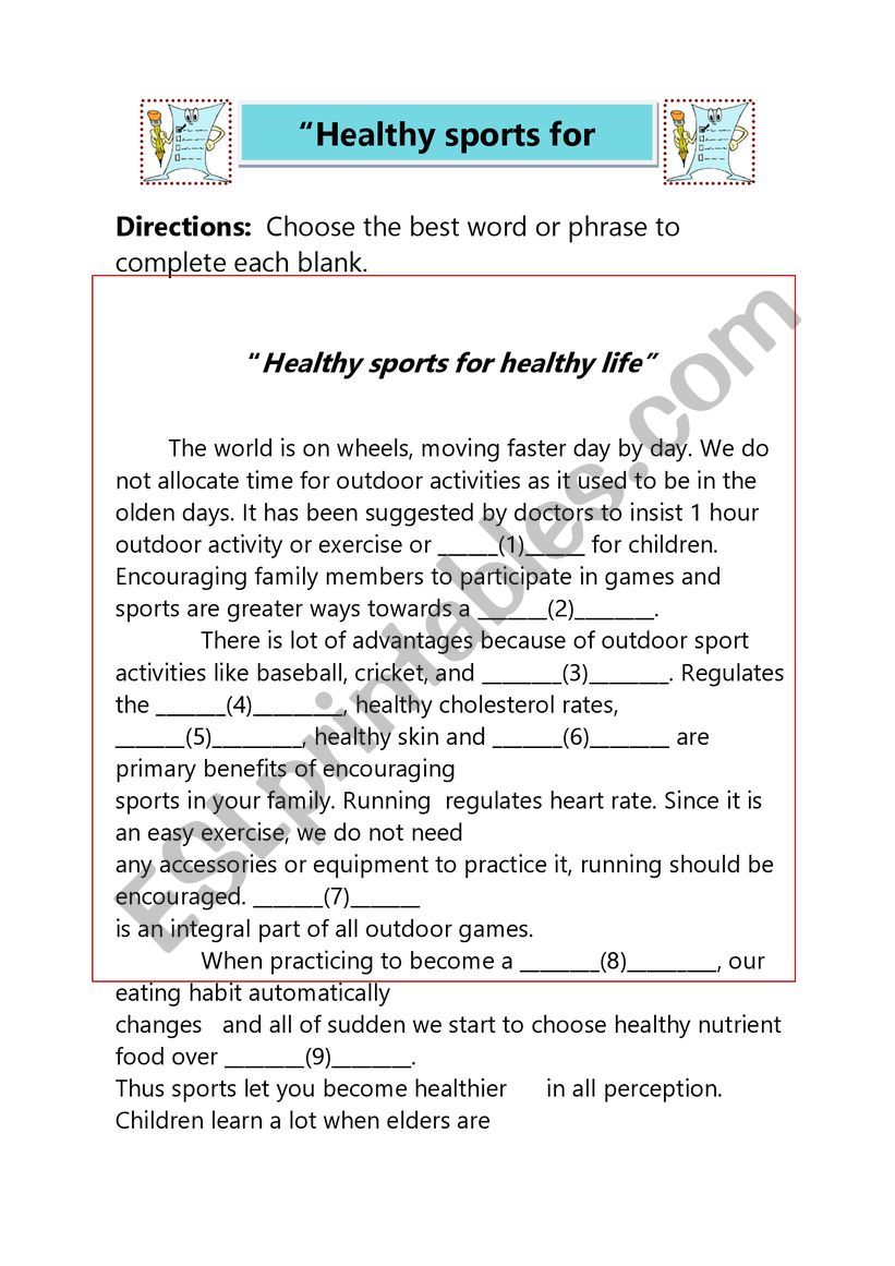 Healthy sports for healthy life