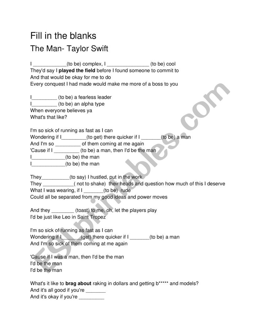 The Man- Taylor Swift - 2nd Conditional