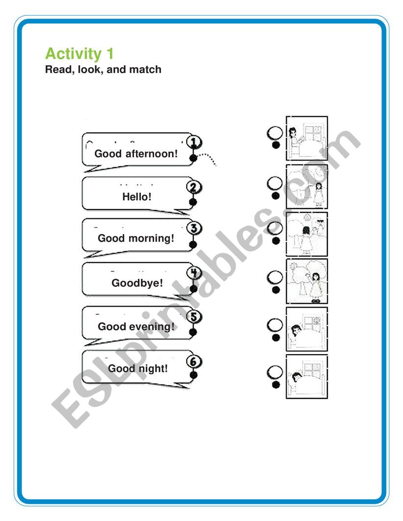 GREETINGS AND COLORD worksheet