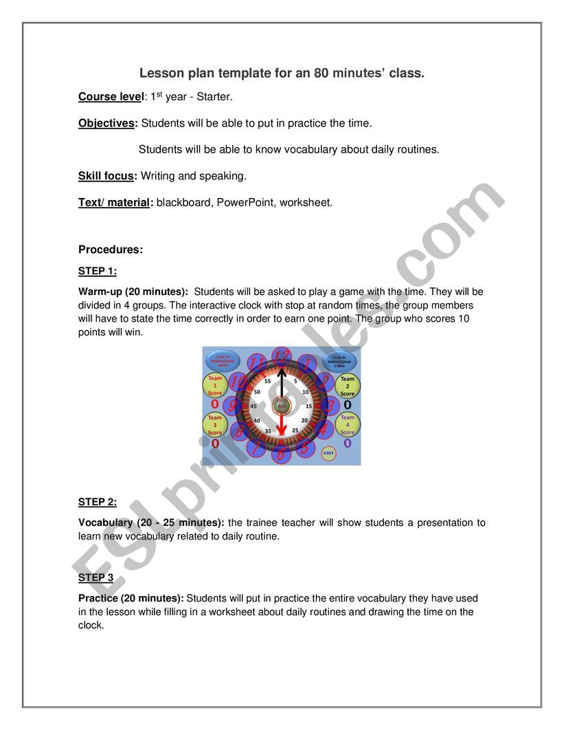 Telling the time worksheet