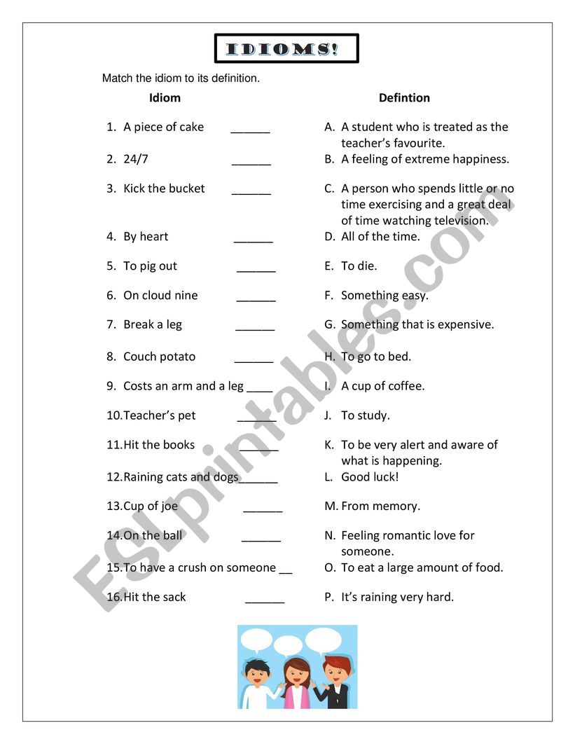 Idioms  worksheet