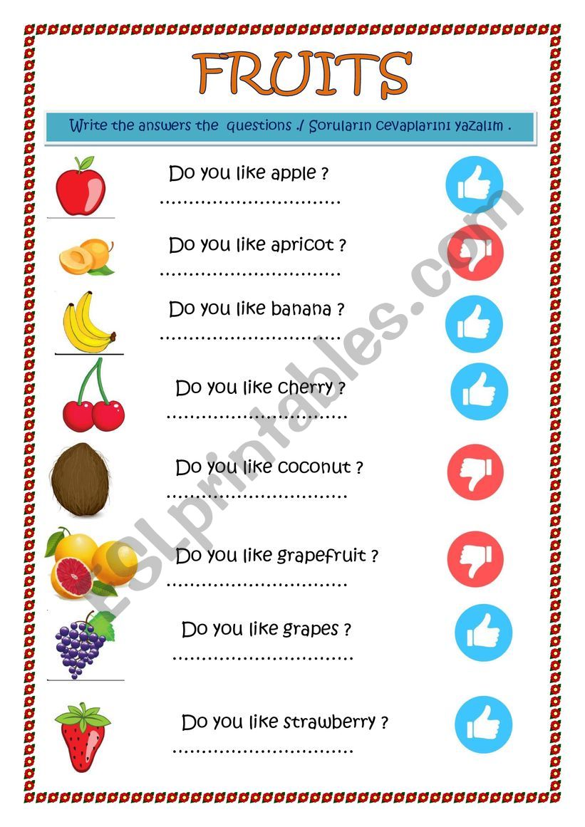 Fruits - ESL worksheet by aysgl40