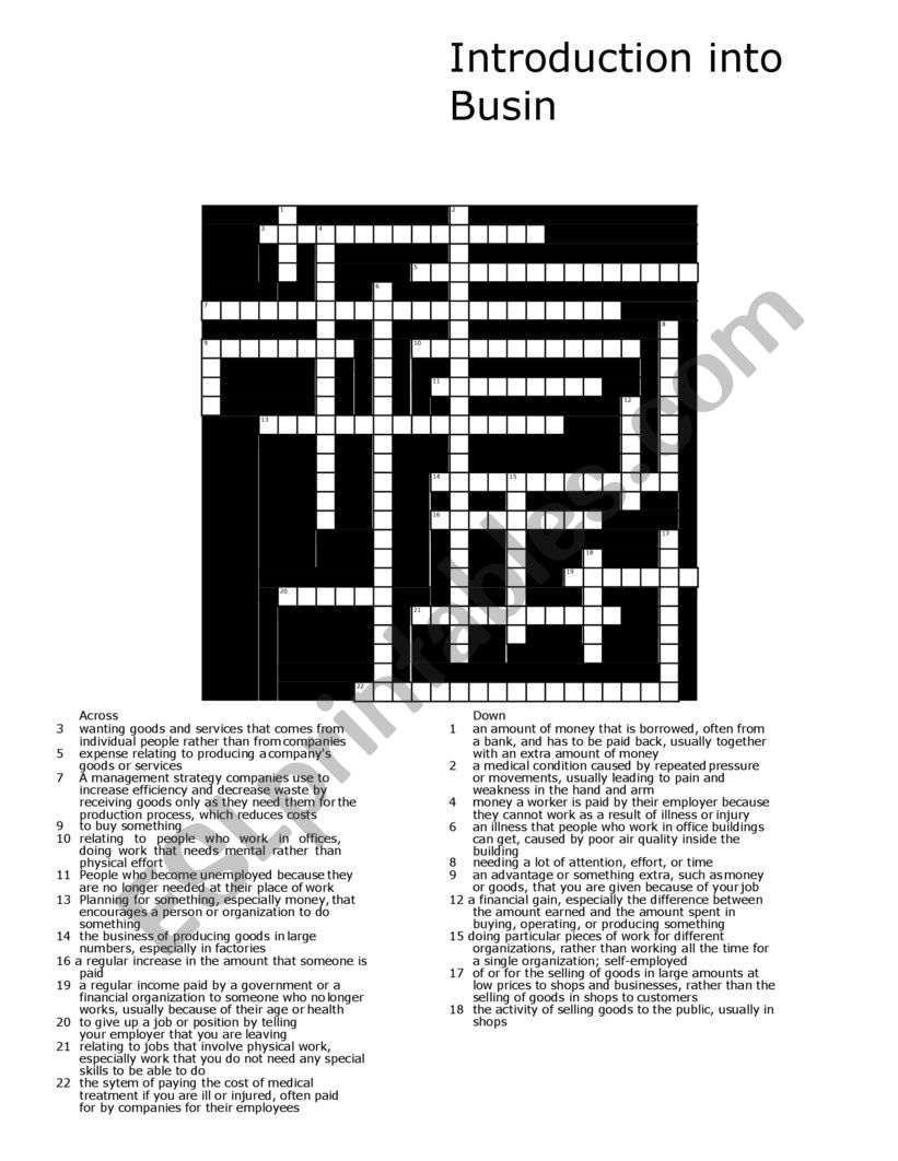 Business English- puzzle worksheet