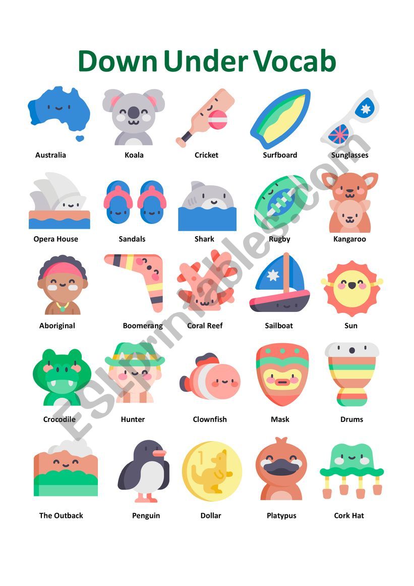 Australia Picture Dictionary worksheet