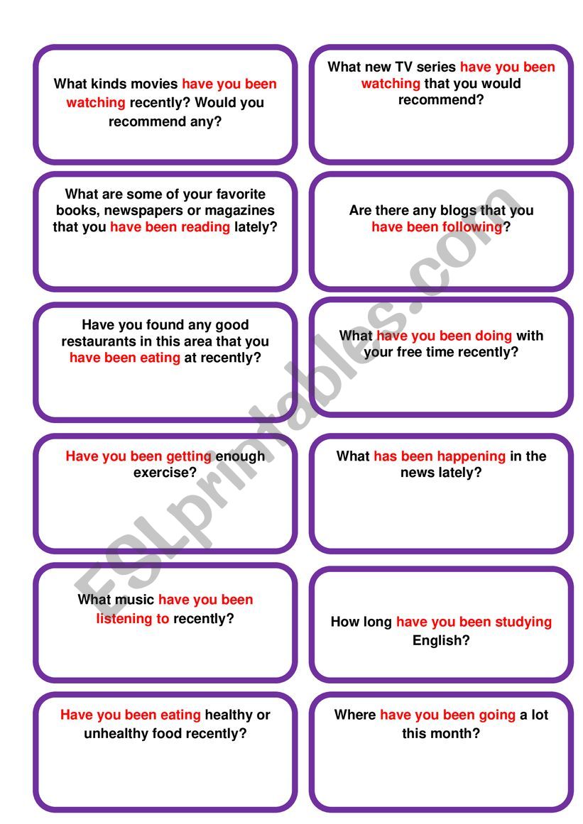 Present Perfect Continuous - ESL worksheet by MrRapha