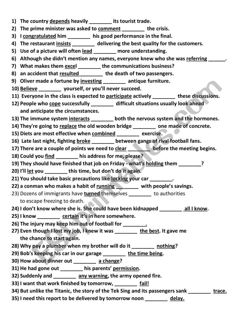 PREPOSITIONS worksheet