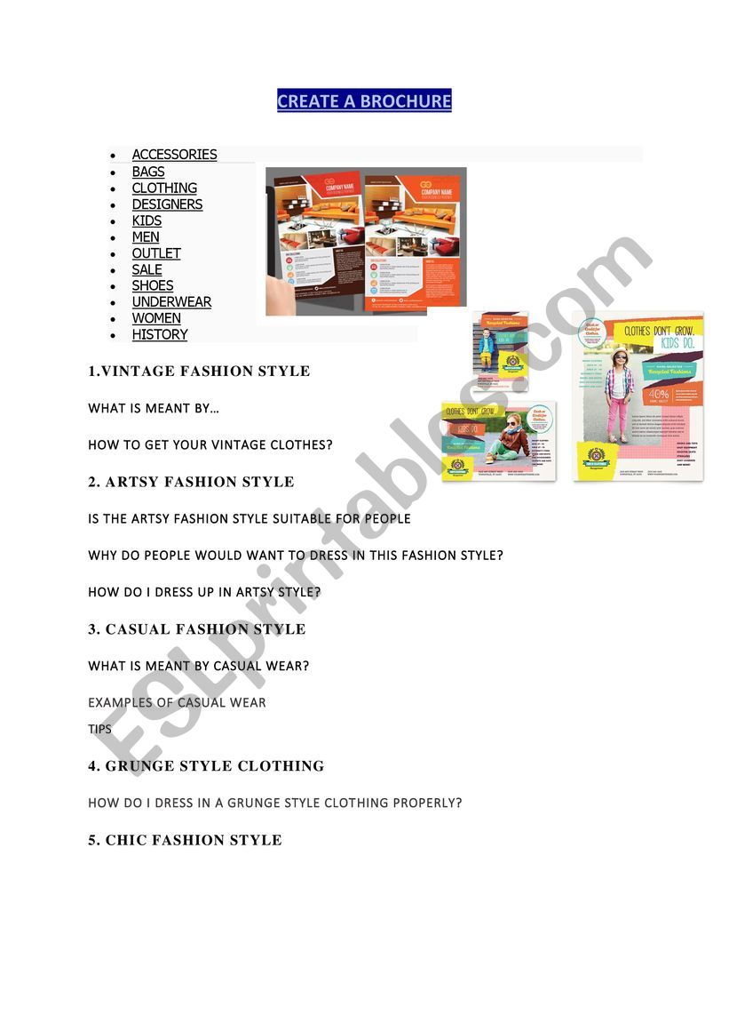 Create a broruche worksheet