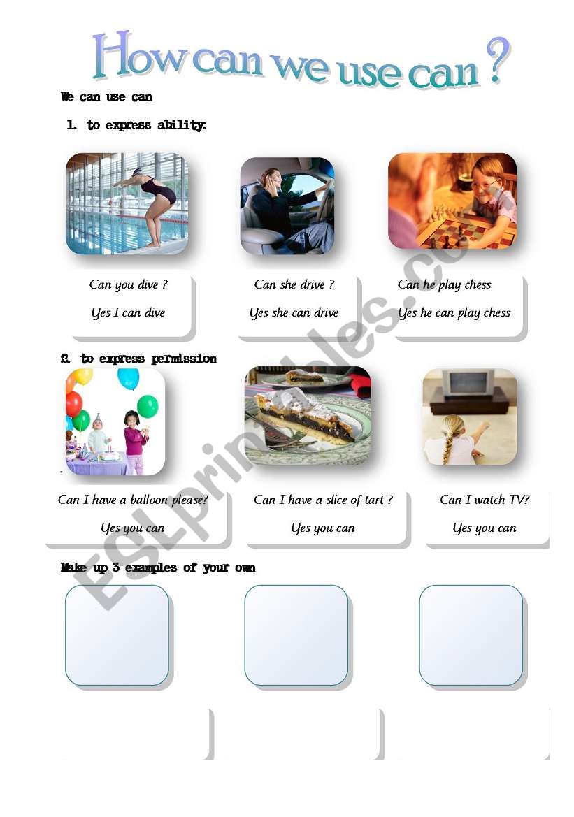How can we use can ? worksheet