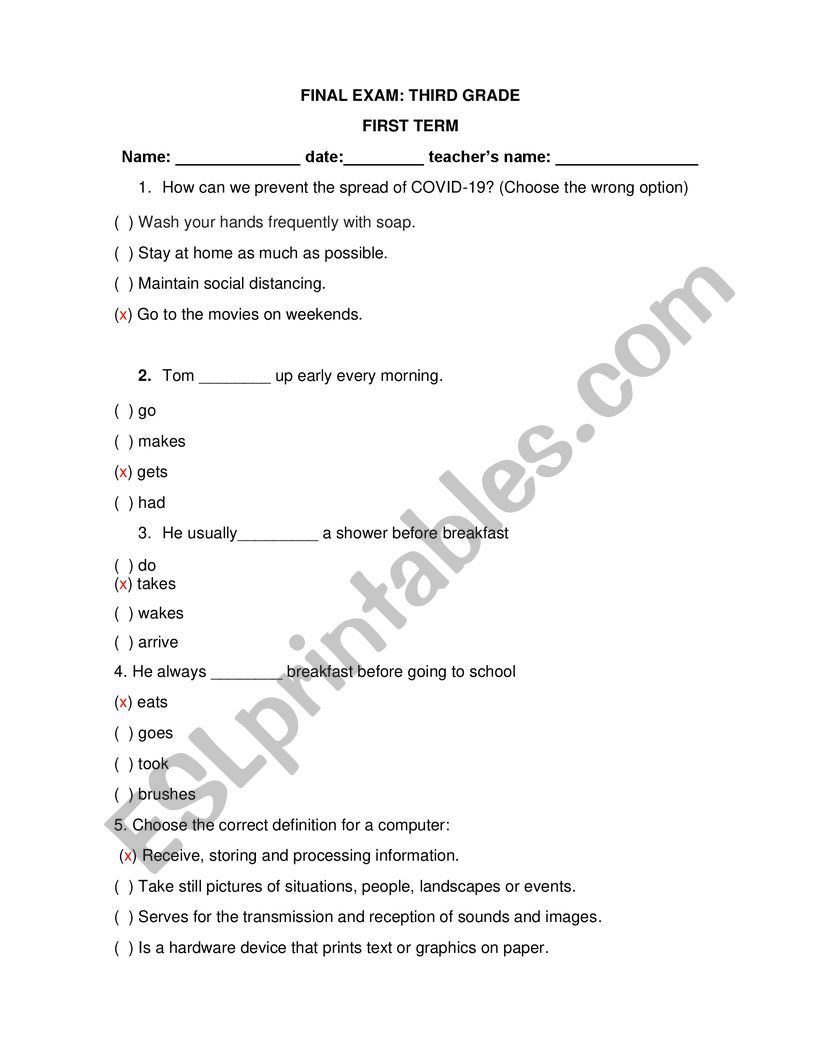 PAST SIMPLE ANS PAST PROGRESSIVE TEST