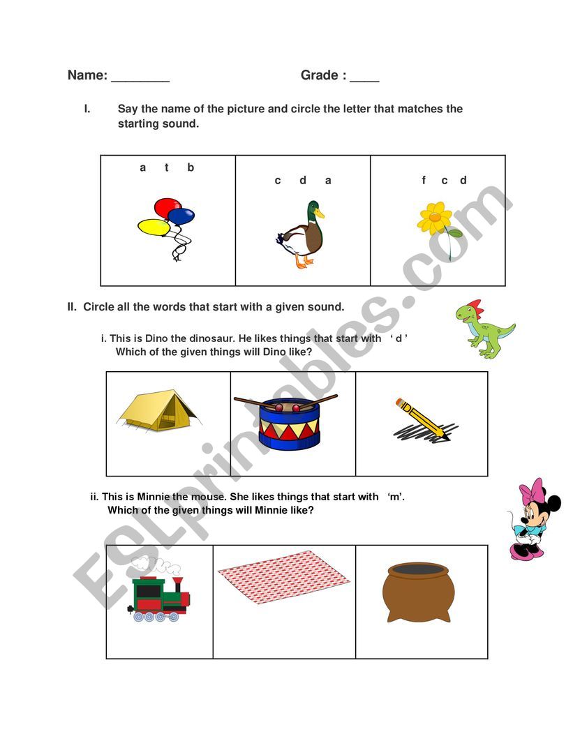 Starting Sounds Phonics  worksheet