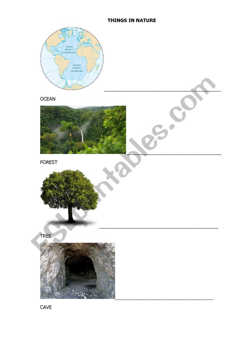 Things in nature worksheet