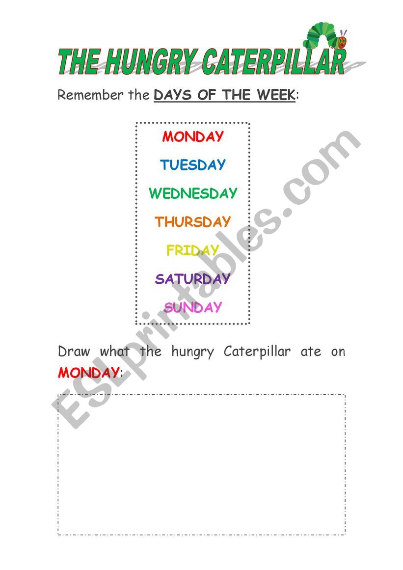 days of the week & hungry caterpillar