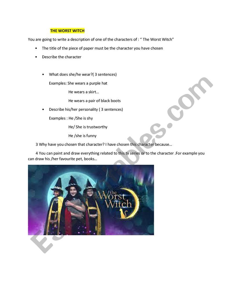 the worst witch worksheet